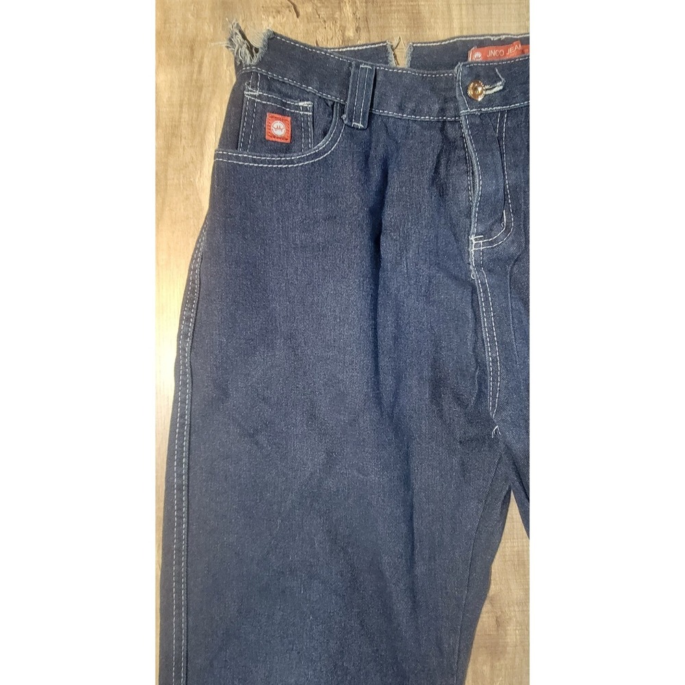JNCO Lucky 7 Dice Jeans 34x26 Blue Denim Mid Rise Baggy Skater Y2K Rare Stretch - Picture 6 of 16